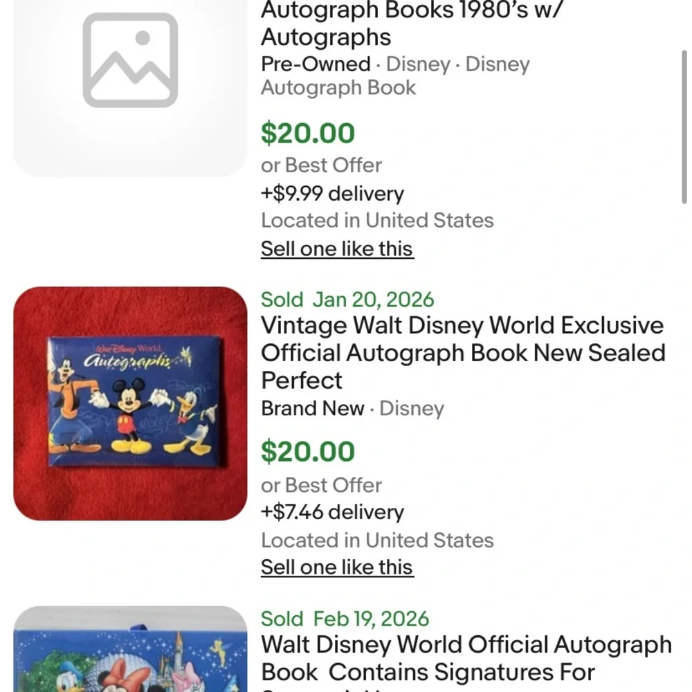 Vintage Walt Disney World Exclusive Official Autograph Book New Sealed Perfect